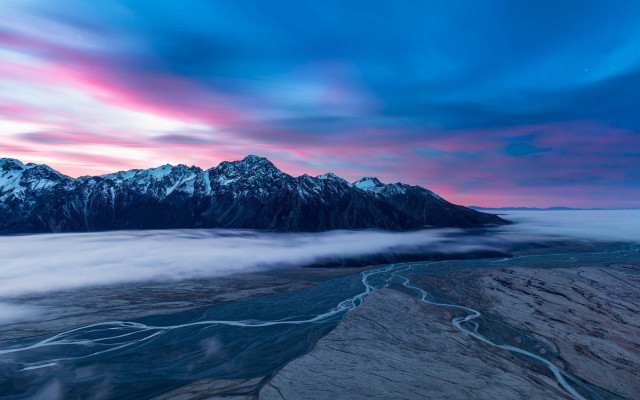 Mountain range river cloudy sky #8 free wallpaper for desktop - medium preview image