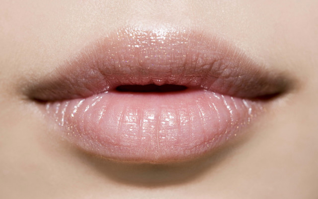 Woman lips pink glossy photorealistic free wallpaper for desktop - medium preview image