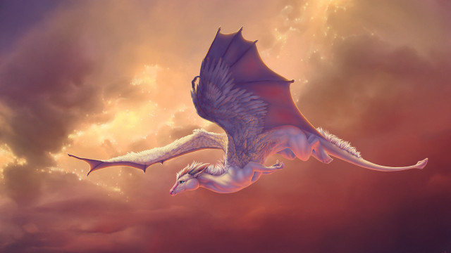 Dragon flying clouds fantasy anne free wallpaper for desktop - medium preview image