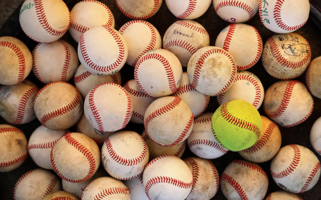Baseballs yellow ball center black free wallpaper for desktop - medium preview image