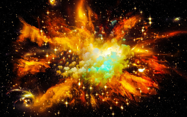 Colorful explosion stars dark sky free wallpaper for desktop - medium preview image