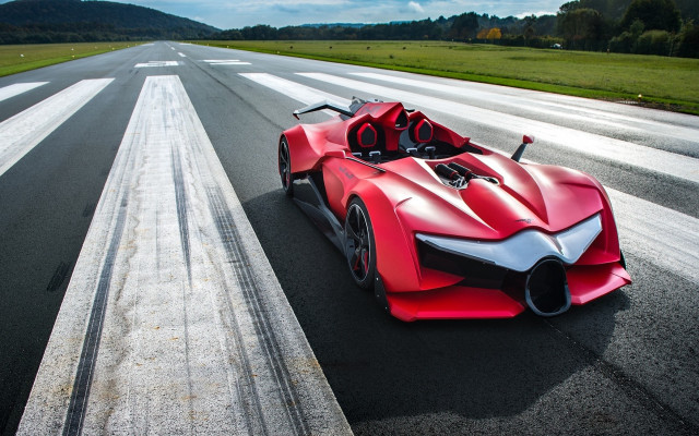 Red sports car driving road #12 free wallpaper for desktop - medium preview image