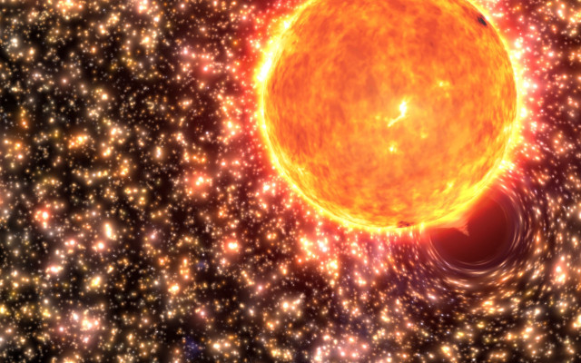 Bright fire star blackhole astronaut free wallpaper for desktop - medium preview image