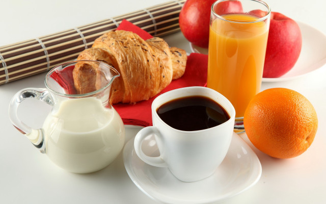 Breakfast orange juice milk croissants free wallpaper for desktop - medium preview image