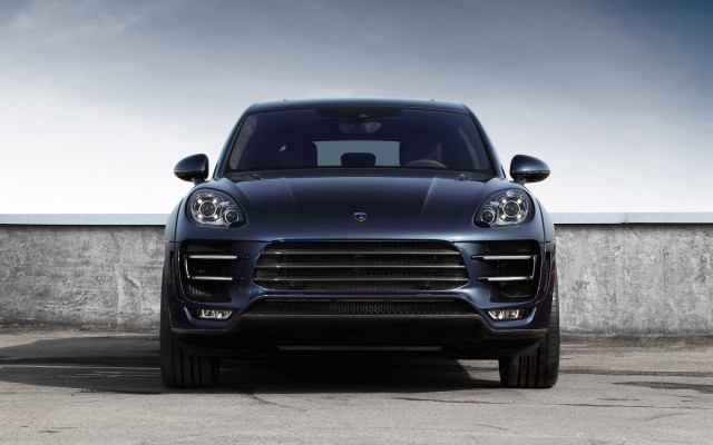 Blue porsche cayenne concrete wall free wallpaper for desktop - medium preview image