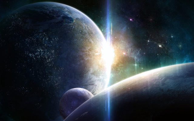 Space planet bright light star free wallpaper for desktop - medium preview image