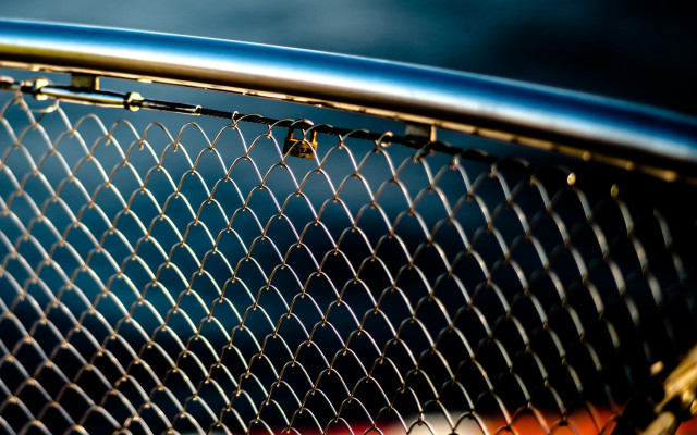 Metal fence red blue macro #2 free wallpaper for desktop - medium preview image