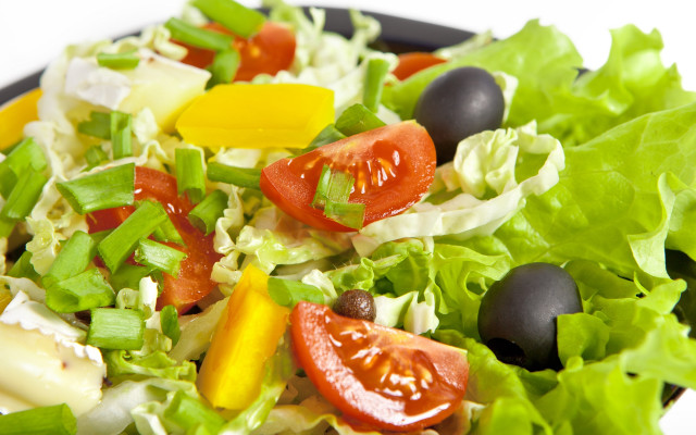 Salad lettuce tomatoes olives cheese free wallpaper for desktop - medium preview image