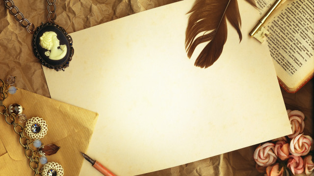 Paper feather necklace book clock free wallpaper for desktop - medium preview image