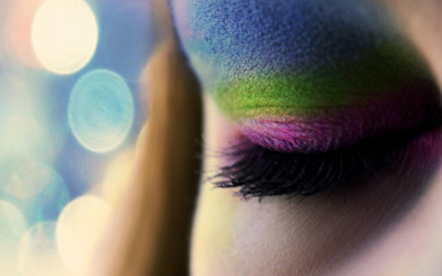 Woman eye multicolored shadow night free wallpaper for desktop - medium preview image