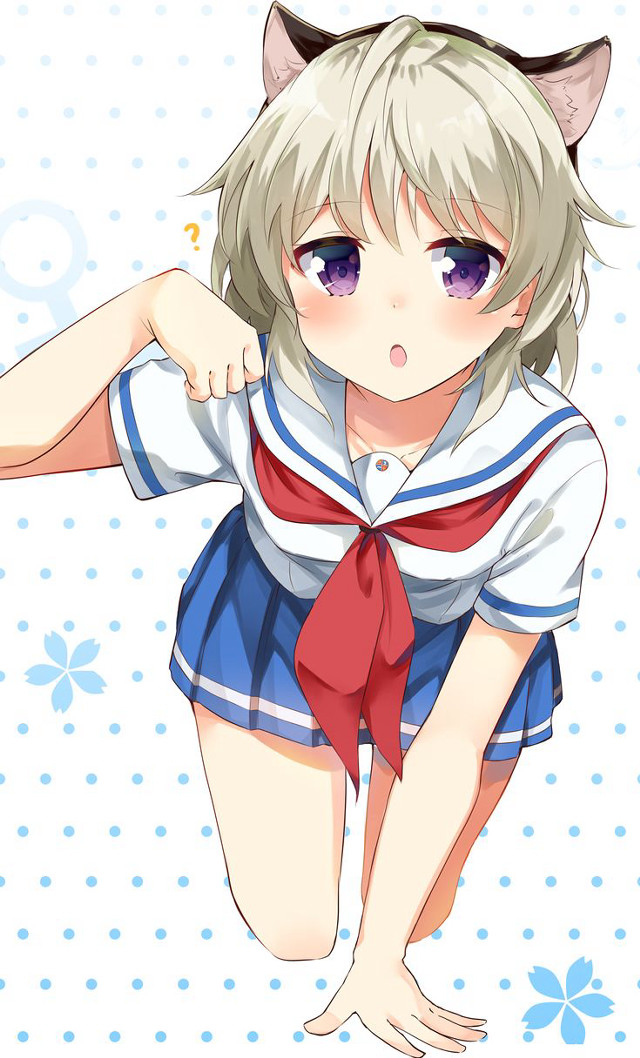 Anime girl cat ears sailor free wallpaper for mobile - medium preview image