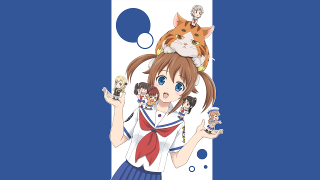 Girl cat on head free wallpaper for desktop - medium preview image