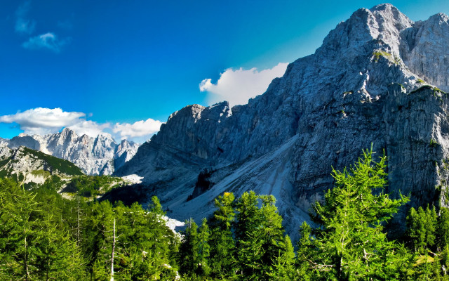 Mountain range trees clouds blue #4 free wallpaper for desktop - medium preview image