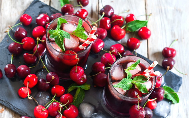 Cherry glass ice mint dessert free wallpaper for desktop - medium preview image