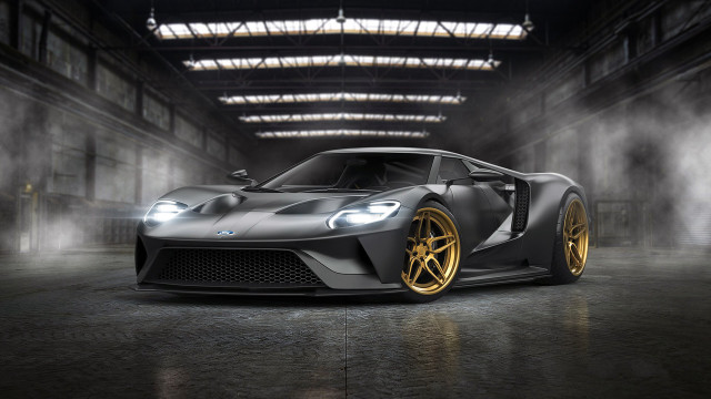 Black gold sportscar dark garage free wallpaper for desktop - medium preview image