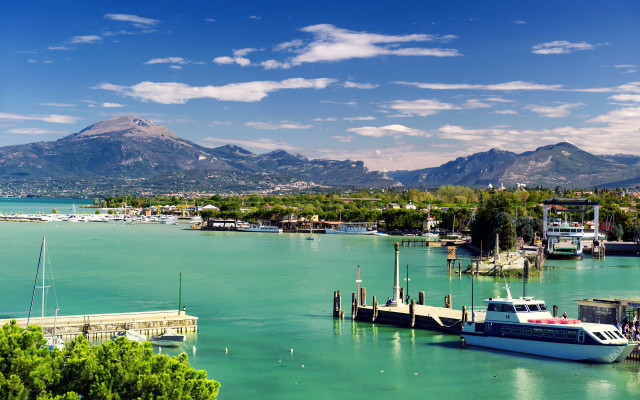 Harbor boats mountains blue sky #2 free wallpaper for desktop - medium preview image