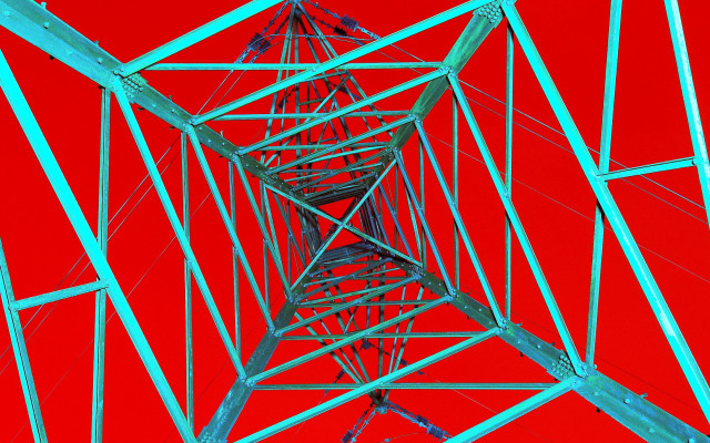 Metal structure red sky blue free wallpaper for desktop - medium preview image