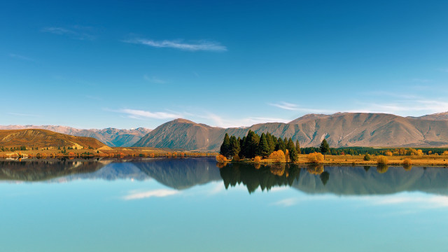 Lake mountains trees blue sky #4 free wallpaper for desktop - medium preview image