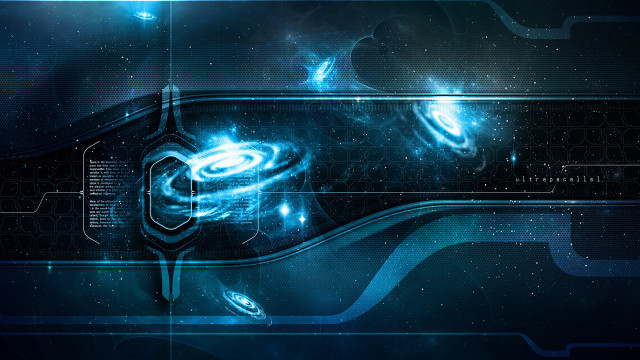 Futuristic blue spiral design stars free wallpaper for desktop - medium preview image