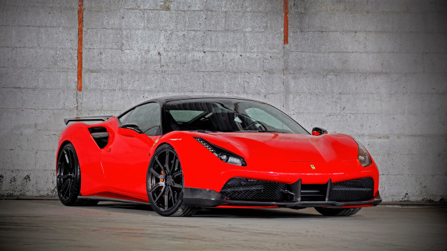 Red sports car garage concrete free wallpaper for desktop - medium preview image