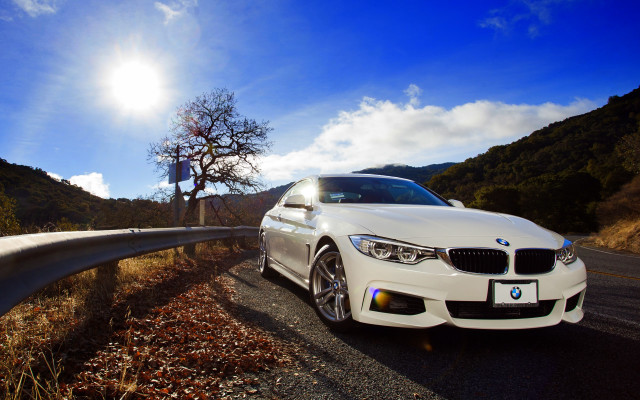 White car road tree hill #2 free wallpaper for desktop - medium preview image