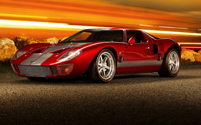 Red sports car night road free wallpaper for desktop - medium preview image