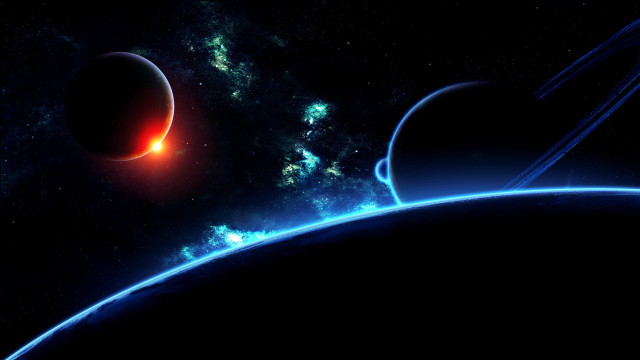 Space planet red star light free wallpaper for desktop - medium preview image