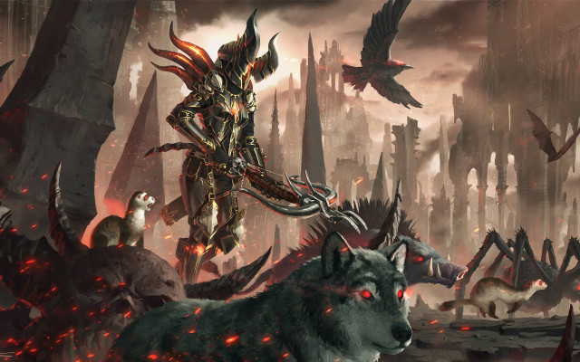 Armor horse demonic birds city free wallpaper for desktop - medium preview image