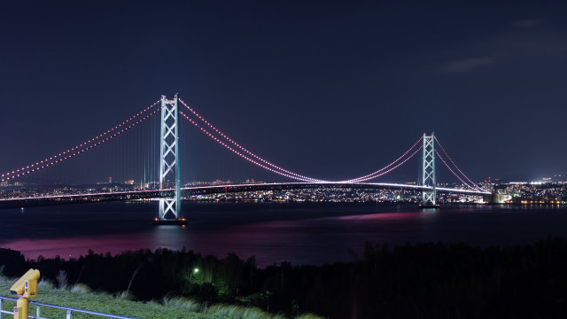 Bridge night citylights holography mattepainting free wallpaper for desktop - medium preview image