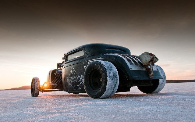 Black car snowy sunset military free wallpaper for desktop - medium preview image