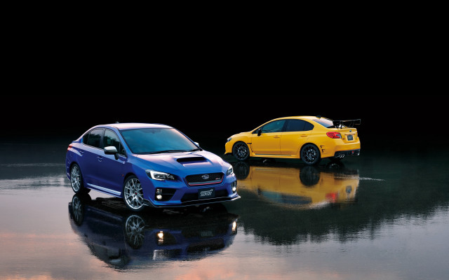 Two cars wet surface reflection free wallpaper for desktop - medium preview image