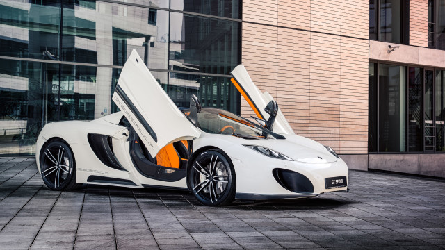 White orange sports car open free wallpaper for desktop - medium preview image