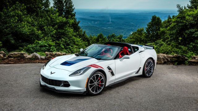 White sports car mountains forest free wallpaper for desktop - medium preview image