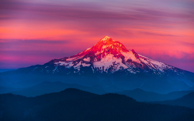 Mountain sunset pink purple cloudy free wallpaper for desktop - medium preview image