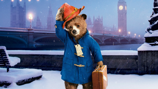 Bear coat hat suitcase snow free wallpaper for desktop - medium preview image