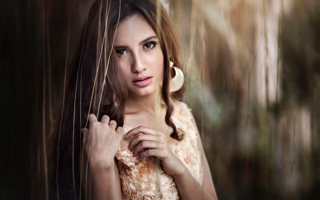 Woman longhair whiteDress wind blown free wallpaper for desktop - medium preview image