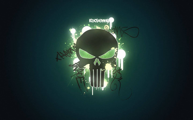 Green skull black background writing free wallpaper for desktop - medium preview image