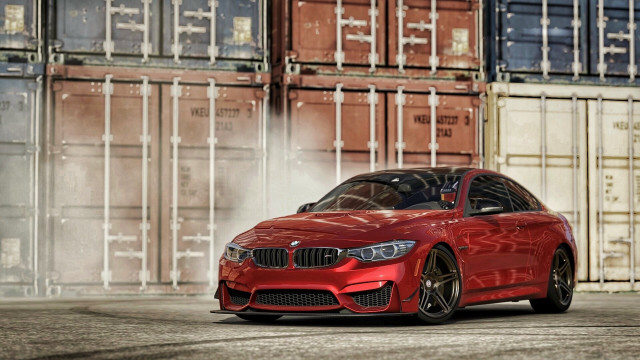 Red car shipping containers smoke free wallpaper for desktop - medium preview image