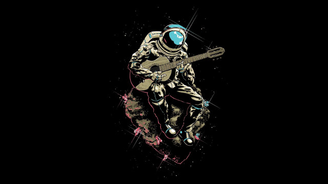 Skeleton guitar astronaut space sky free wallpaper for desktop - medium preview image