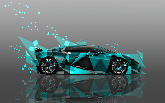 Futuristic car deconstructivism blue black free wallpaper for desktop - medium preview image