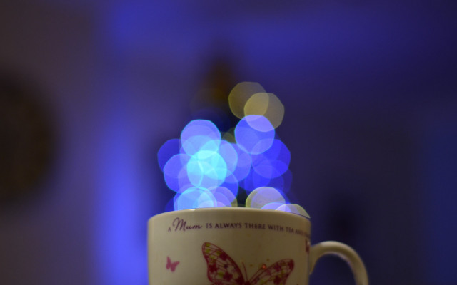 Coffee butterfly blue light holography free wallpaper for desktop - medium preview image