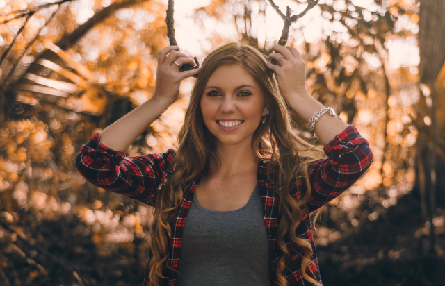 Woman long hair plaid shirt free wallpaper for desktop - medium preview image
