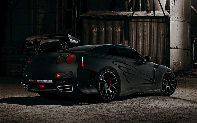 Black sports car dark garage free wallpaper for desktop - medium preview image