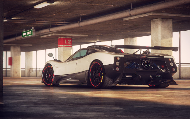 White sports car parking garage #12 free wallpaper for desktop - medium preview image