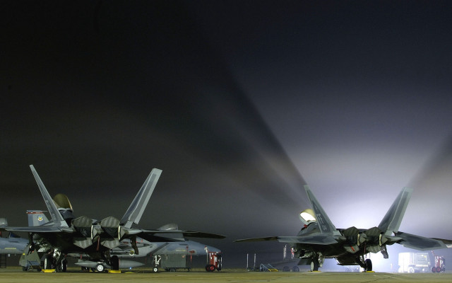 Fighter jets runway night atmospheric free wallpaper for desktop - medium preview image