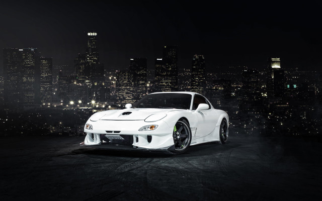 White sports car night city #4 free wallpaper for desktop - medium preview image