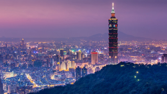 City skyline tower mountain night free wallpaper for desktop - medium preview image