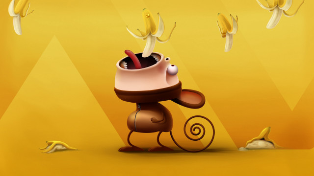 Cartoon hat snail banana flying free wallpaper for desktop - medium preview image