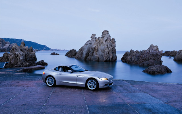 Silver car stone road water free wallpaper for desktop - medium preview image