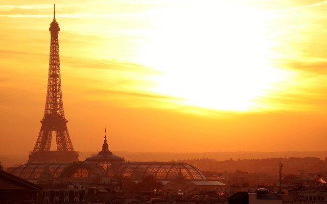 Eiffel tower sunset paris cityscape free wallpaper for desktop - medium preview image